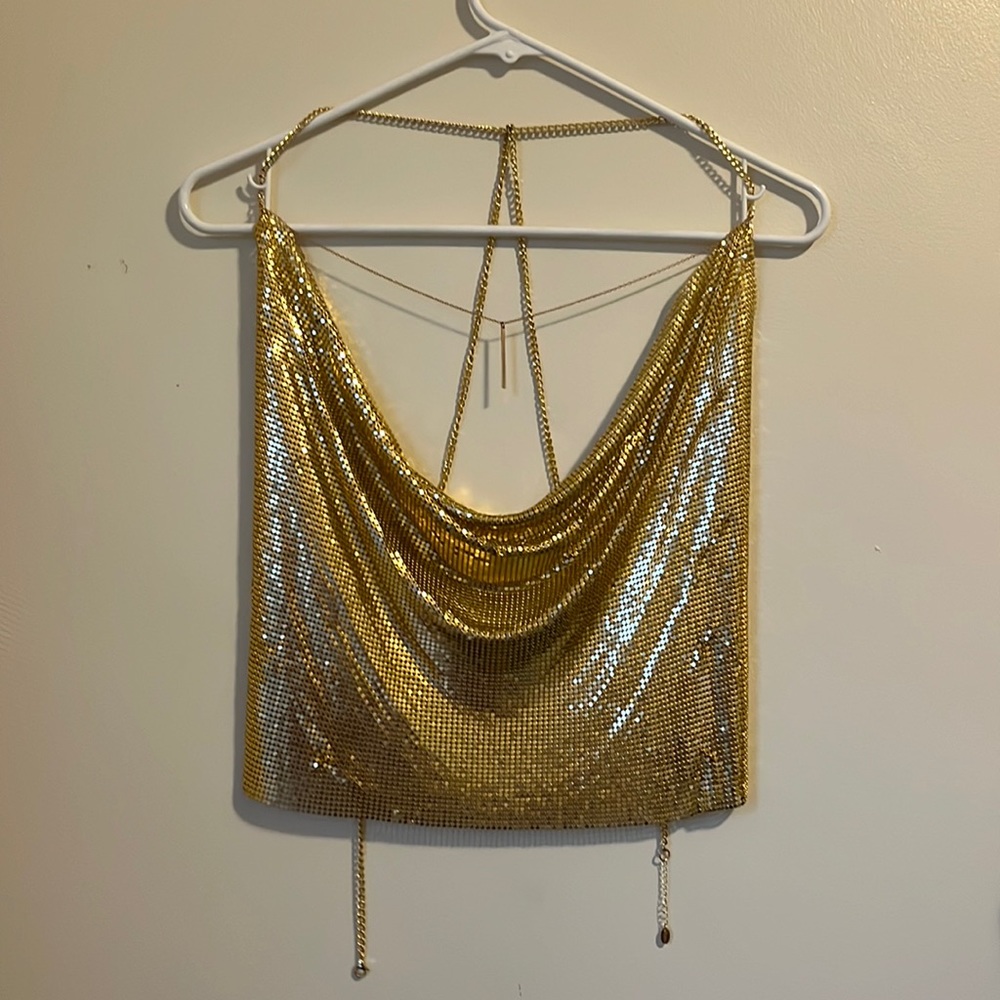 Gold chain crop top